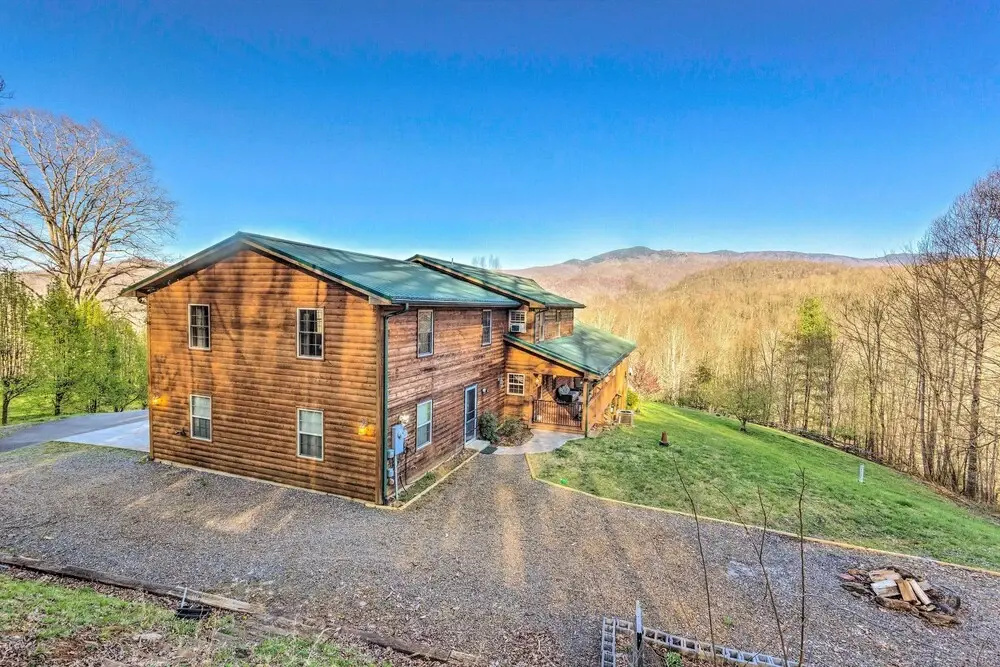photo 1 of Burnsville Cabin: Wraparound Deck + Mountain View!