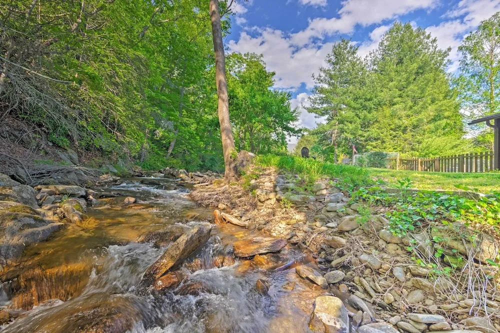 photo 1 of Custom Creekside Cabin 15 Mi From Asheville!