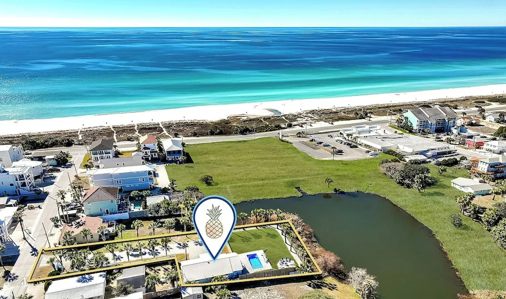 photo 1 of Dog Friendly + Private Pool; 0.1 Miles to the Beach!
