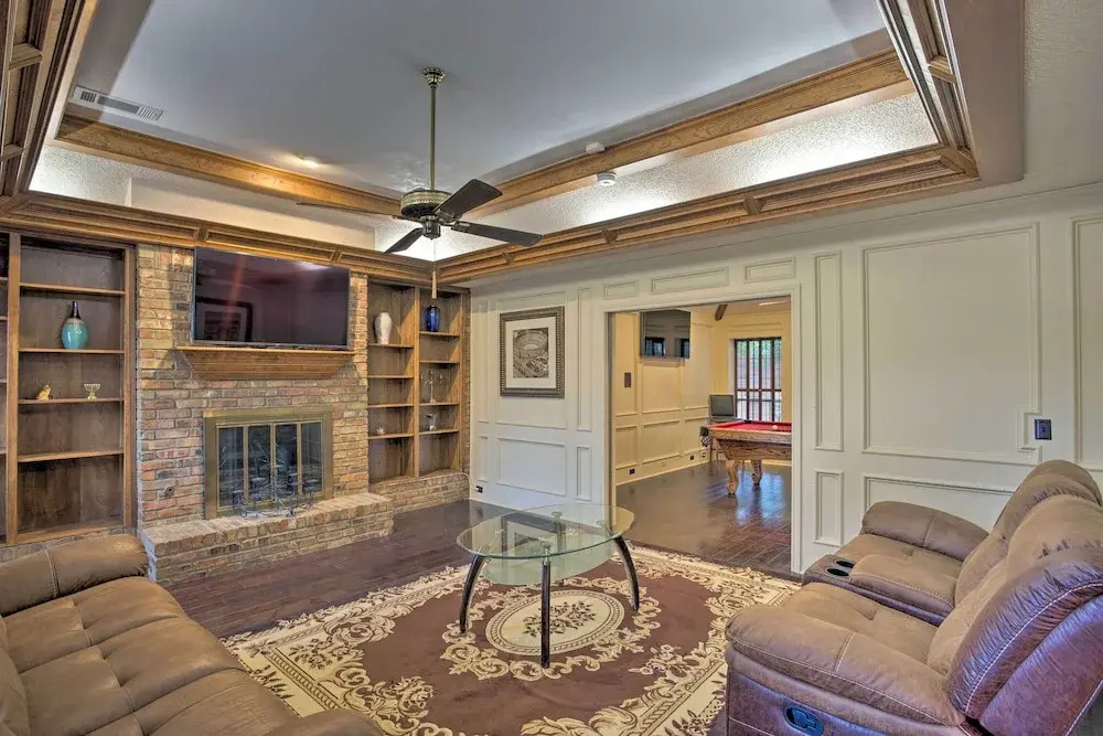 photo 1 of Unwind Fireside & Play Pool! Idyllic Mckinney Home