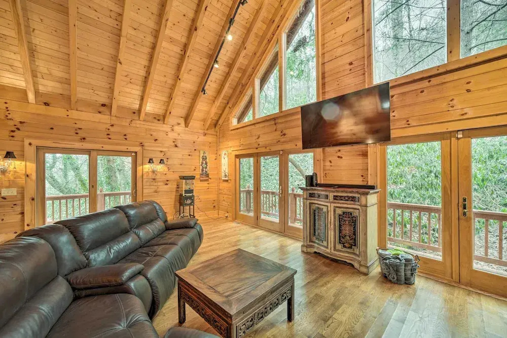 photo 1 of Walk to Golfing: Grand Maggie Valley Cabin!