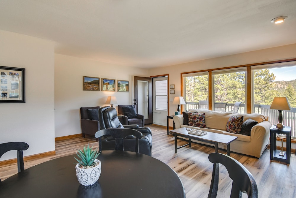 photo 1 of Fireplace & Mtn Views: Estes Park Home w/ Deck!