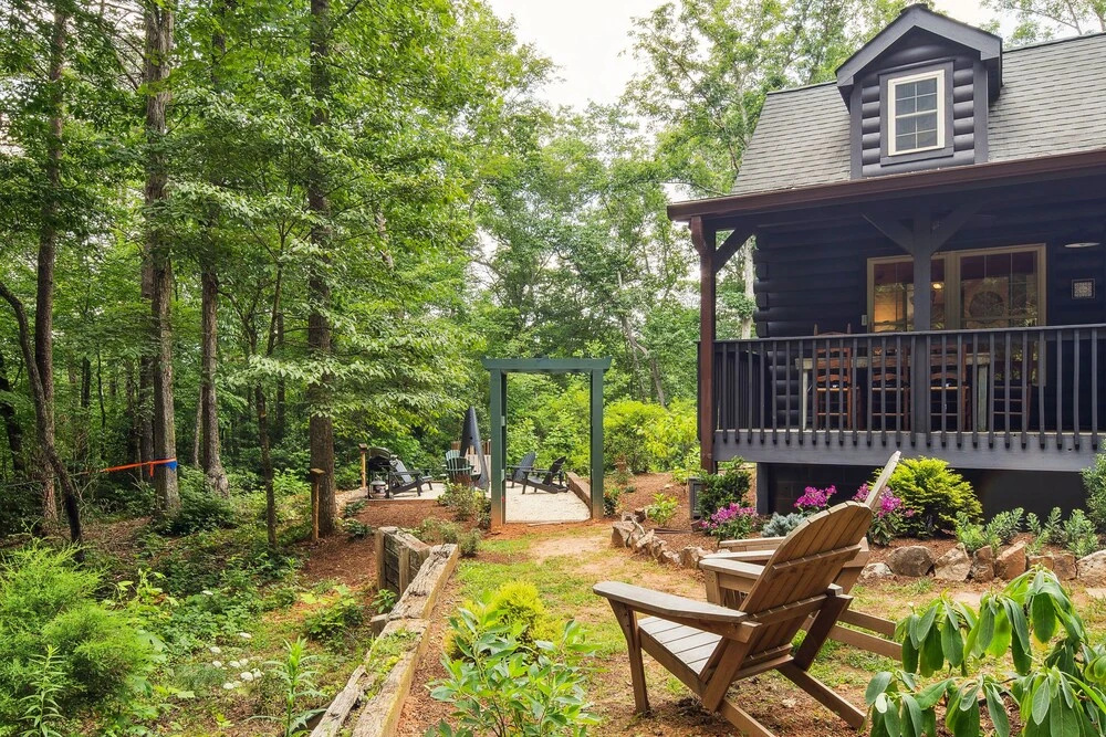 photo 1 of Lake Lure Cabin: Outdoor Oasis w/ Fire Pit & BBQ