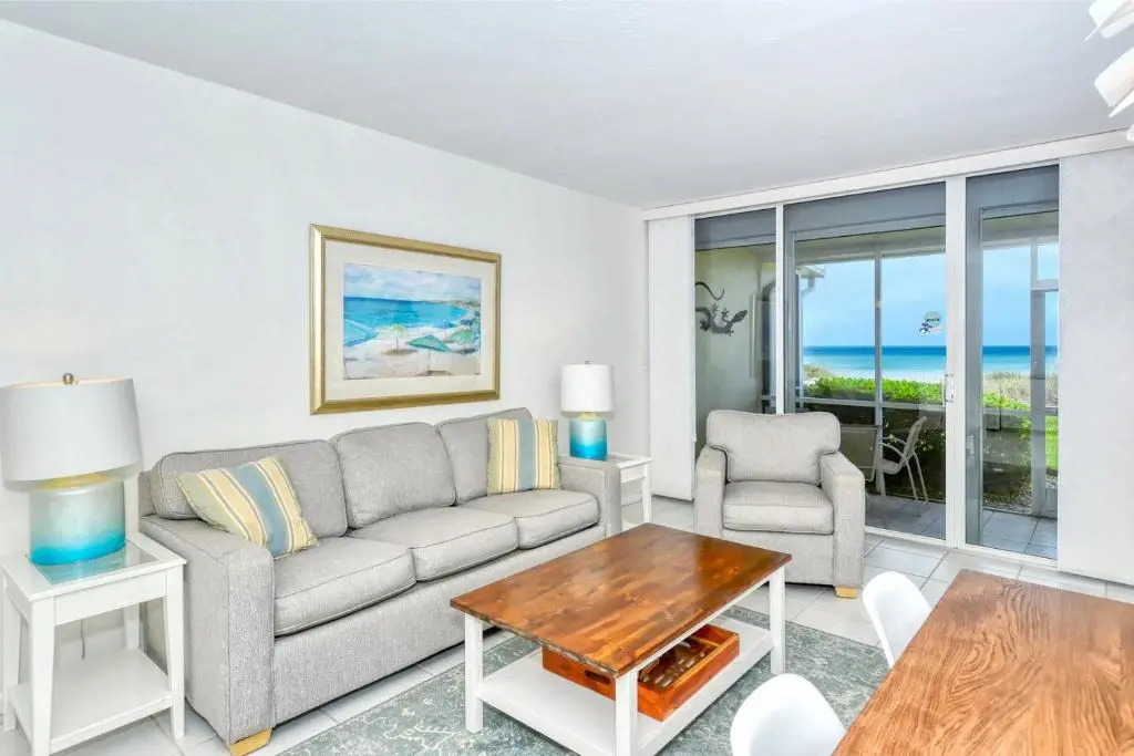 photo 1 of LaPlaya 101A Step out to the beach from your screened lanai Light and bright end unit