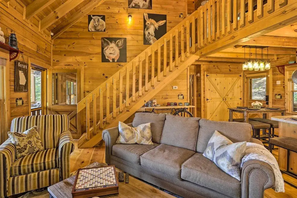 photo 1 of Lovely Log Cabin + Bunkhouse w/ Views & Yard!