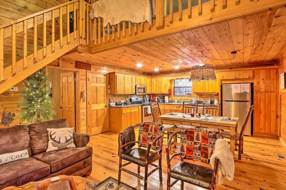 photo 1 of Luxe Fightingtown Creek Cabin: 2 King Suites & Spa