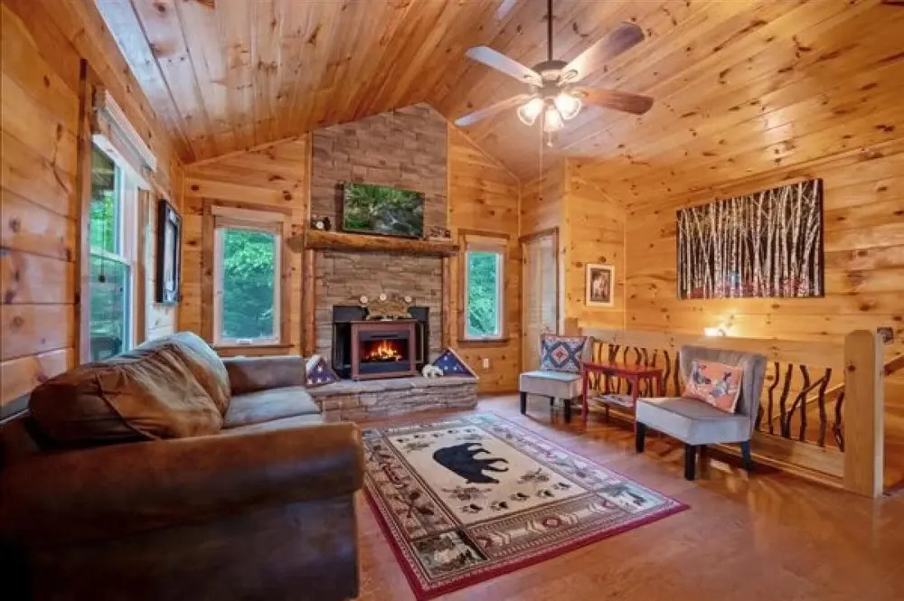 photo 1 of Ricks Retreat Charming Log Cabin Firepit Ping Pong hot tub Close to Blue Ridge
