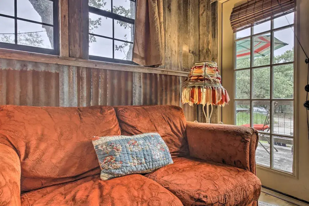 photo 1 of Snuggle Inn Wimberley Cabin w/ Fire Pit + Deck