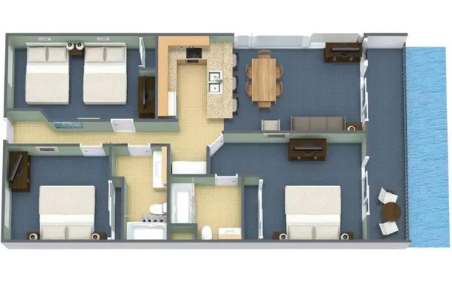 3 Bedrooms Standard Family room with view