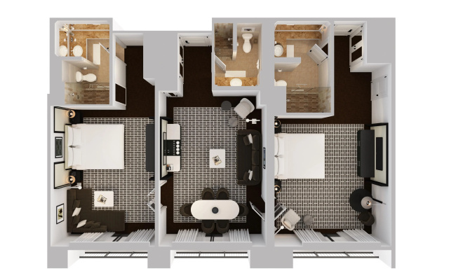 2 Bedrooms Double Suite with balcony