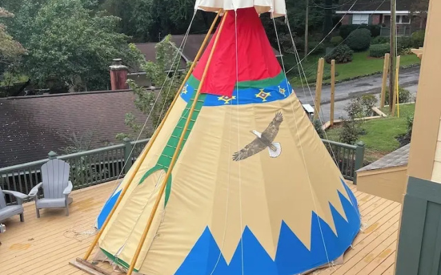 Tent with mountain view