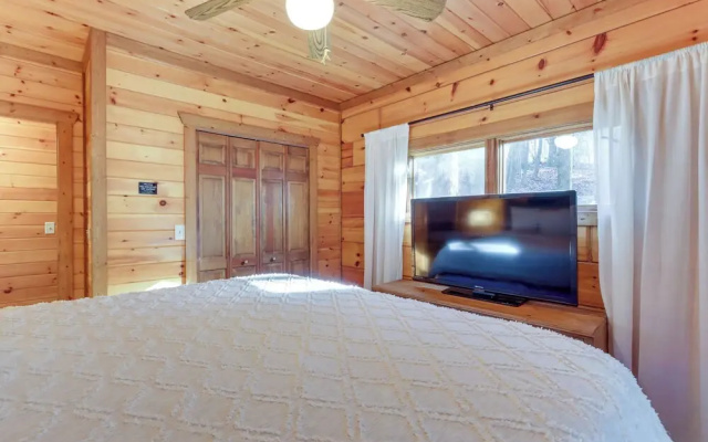 photo 5 of Secluded Cherry Log Cabin w/ Hot Tub + Swings!